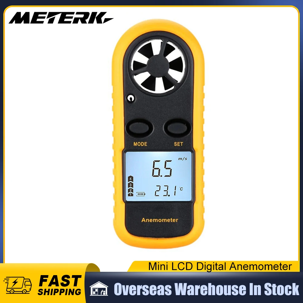 

Mini LCD Digital Anemometer Wind Speed Air Velocity Temperature Measuring with Backlight