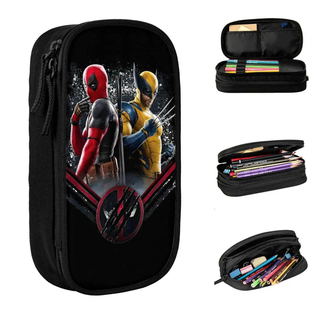 Pencil Cases Deadpool & Wolverine Side-by-Side Claw Icon Pencil Cases Big Capacity Bag Office Gifts Stationery