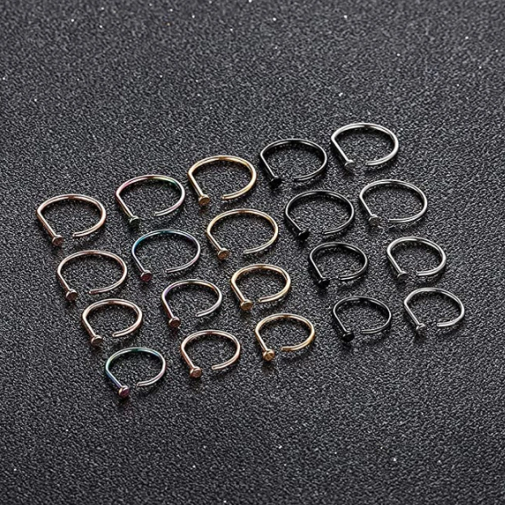 Piercing Jewelry Curved Barbells Fake Nose Piercing 18G D Shaped Tragus Helix Stud Earring Hoop Septum Stainless Steel Ring Nostril