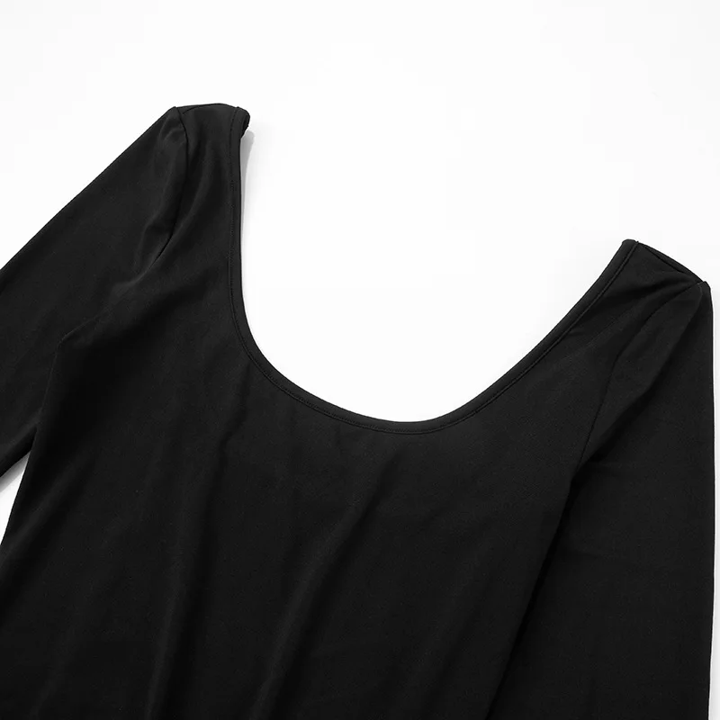 y2k Dresses Women Sexy Clothes Solid Color Butterfly Cutout Back Long Sleeve Bodycon Dress Club Dresses Streetwear