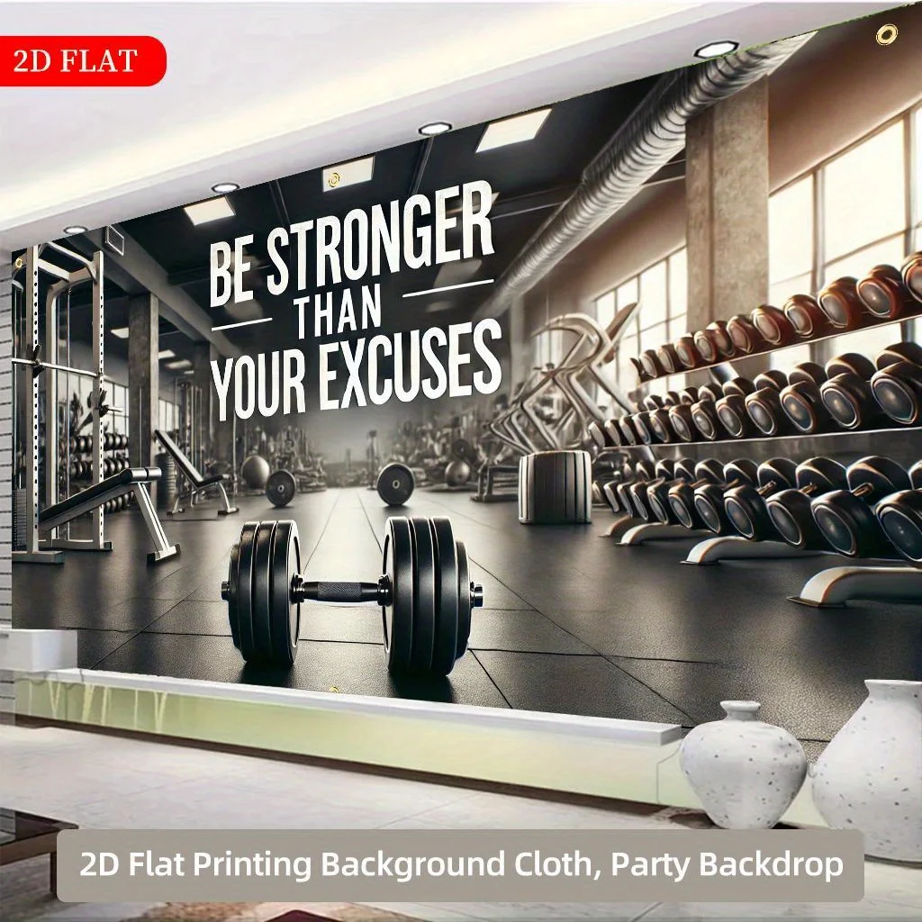 Ein flaches 2D-Hintergrundtuch aus Polyester für eine Fitnessstudio-Szene, geeignet für Party-, Festival- und Gartendekoration sowie Garagenpräsentation – Detail 4
