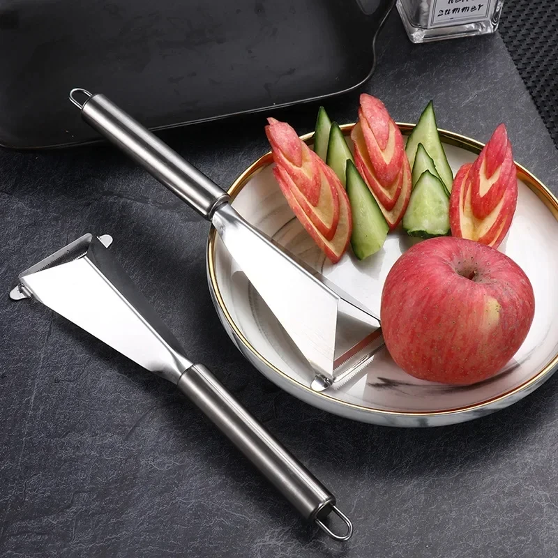 Stainless Steel Anti Slip Fruit Carving Knife Platter Decoration Vegetable Cutting Slicer Triangular Kitchen Food Carve Tool kitchen knife vegetable slicer fruit slicer fruit knife vegetable cutter food slicer potato slicer apple slicer apple cutter
