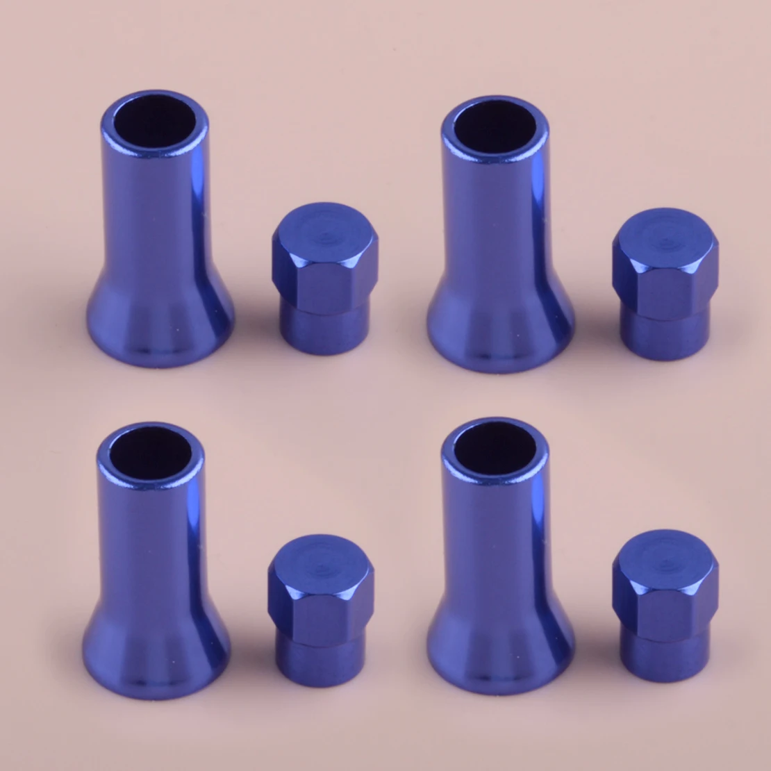 Tire Valve Caps Tire Valve Cap 4 Sets Universal Car Auto Tire Wheel Stem Air Valve Hex Caps & Sleeve Cover Blue Aluminum Alloy