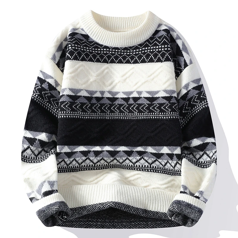 thumbnail image 1 of Suéter de cachemira de lujo de alta gama para otoño e invierno, suéteres coreanos Harajuku para hombre, suéteres gruesos y cálidos para Navidad para hombre, 1 of 4