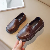 Chaussures en cuir pour enfants de Style britannique pour garçons, mocassins souples rétro noirs pour filles, nouvelle collection printemps 2025 4