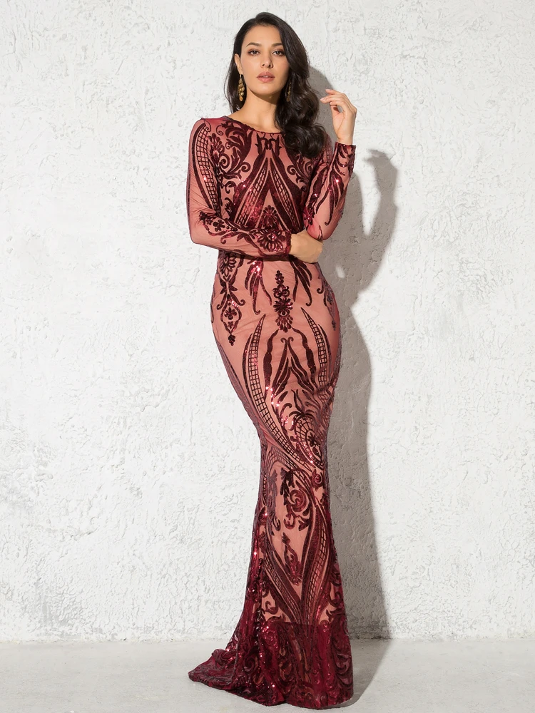 فستان سهرة ترتر ذهبي أخضر