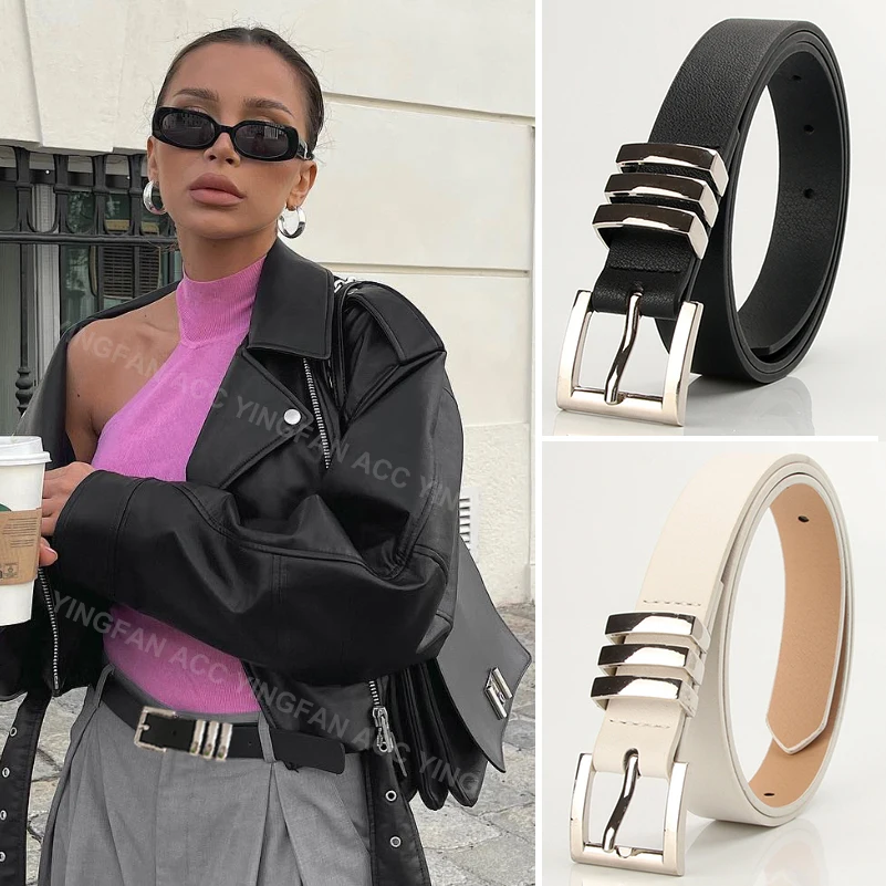 2PCS Women Belt PU Leather Girdle Luxury Brand High Quality Thin Belts Female Jeans Windbreaker Waistband Luxury Brand Belt