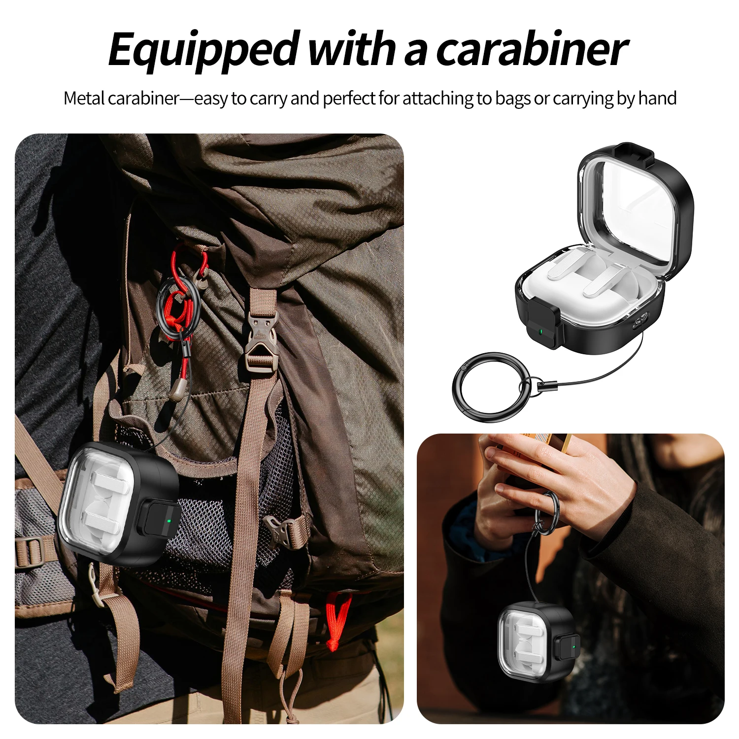 Transparent Shockproof Safety Lock Hard Case for Galaxy Buds Pro 4 Earphones