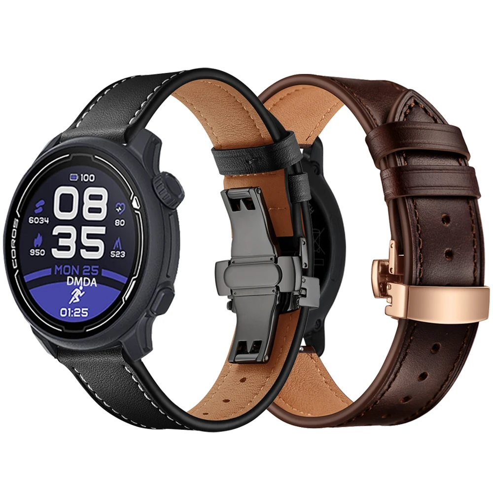 Cinturino In Vera Pelle Da 20/22Mm Per Coros Pace 2 Bracciale Per Coros Apex Pro Apex 46Mm 42Mm Cinturino Di Ricambio Cinturini Accessori