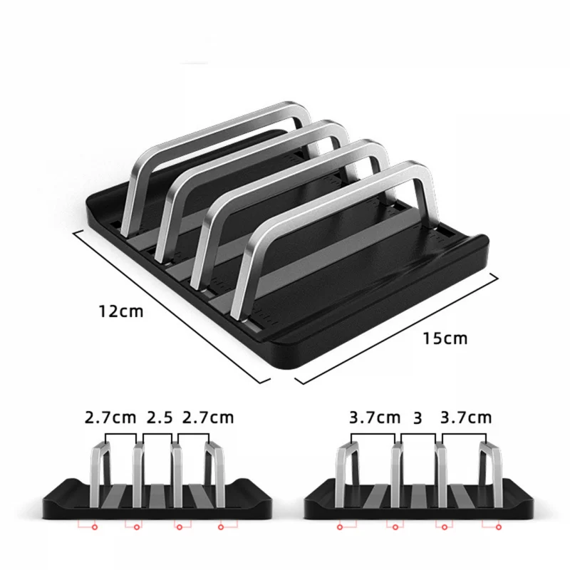 Laptop Stand Foldable Vertical Adjustable Desktop Notebook Dock for Macbook iPad Phone Tablet 3In1 Storage Holder Support