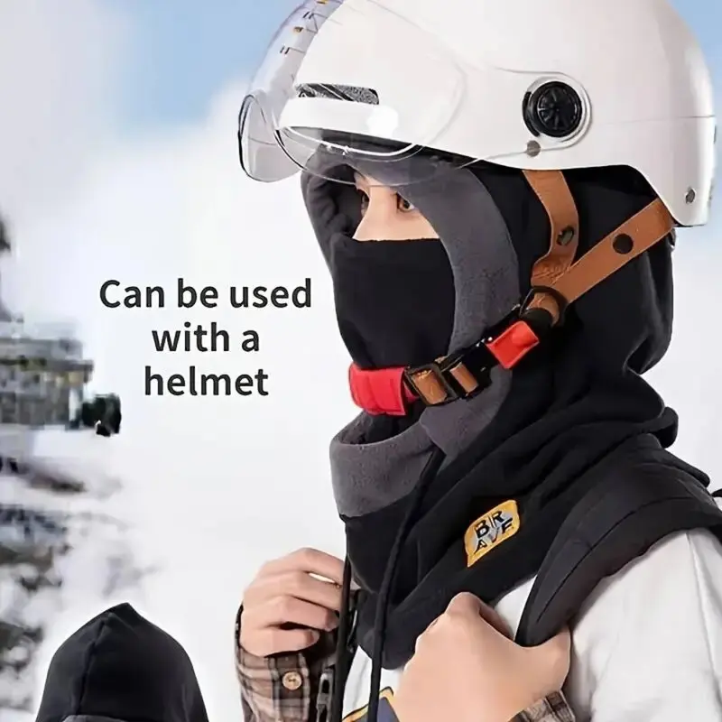 Unisex Balaclava Knit Hood - Windproof Mask with Drawstring Motorcycle...