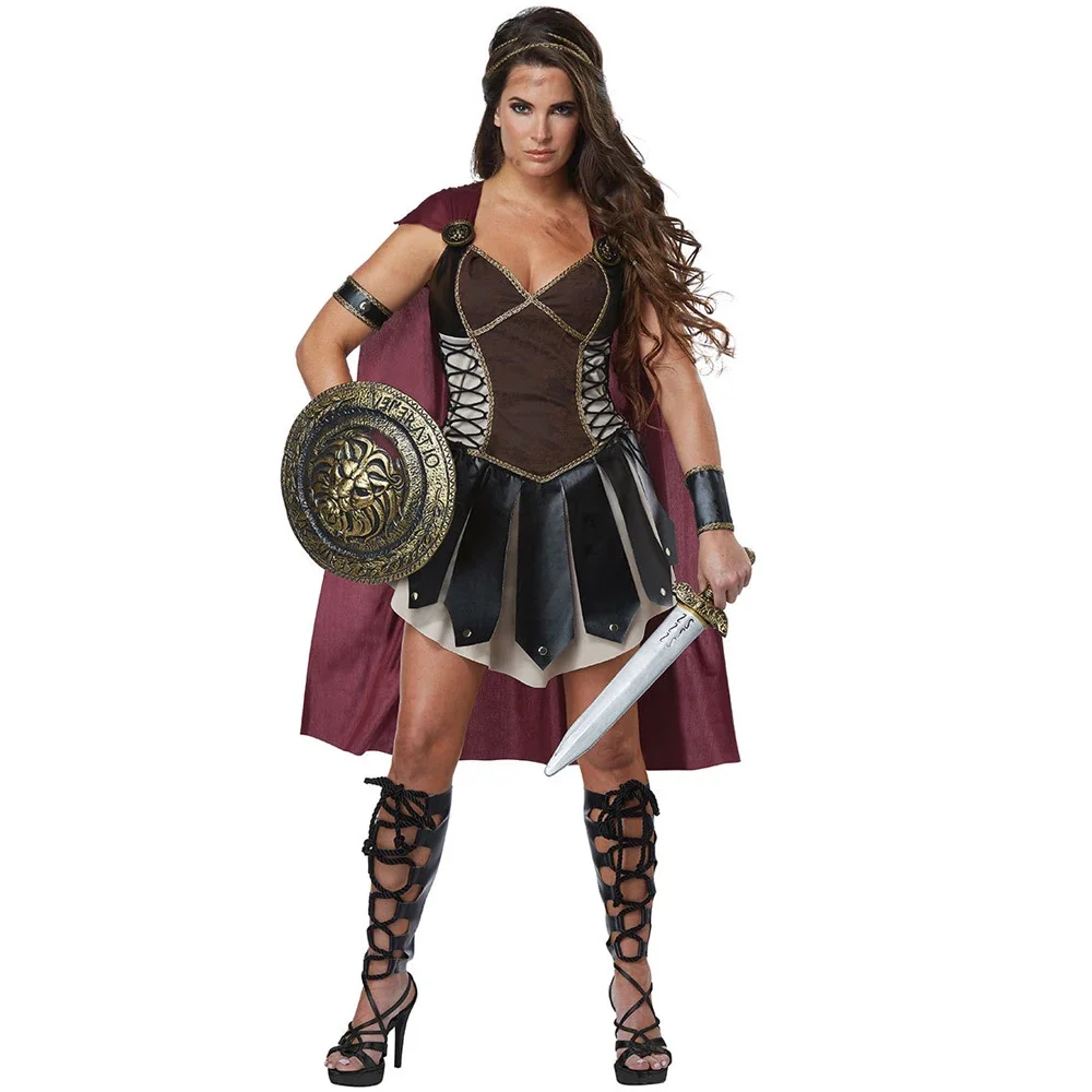 Costume Da Principessa Romana Da Donna Adulta Sciarpa Costume Da Gladiatore Halloween Carnival Party Spartan 300 Warriors Soldier Cosplay Outfit