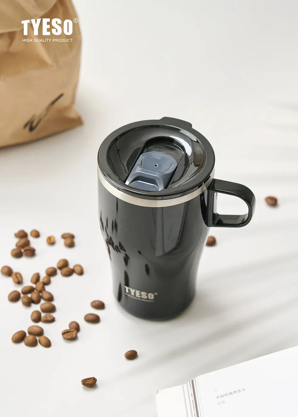 Description Picture 3 of itemTyeso Coffee Tumbler with Handle Portable Thermal Travel Mug for Hot Cold Drinks Stainless Steel Insulated Office Home Outdoor