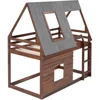 Twin Over Twin House Bunk Bed with Roof and Built-in Ladder Low Bunk Beds for Kids Teens  Toddler  Bunk Beds for Kids 6