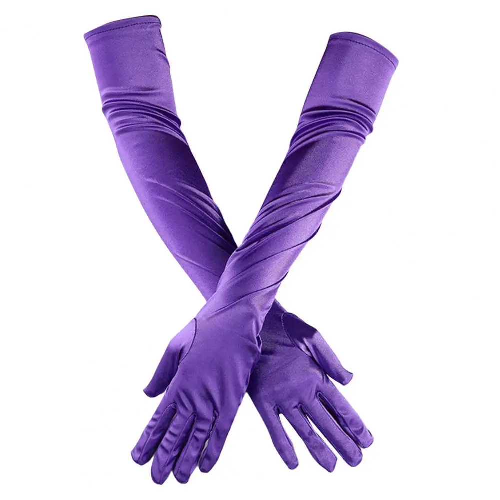 

1 Pair Party Gloves Satin Cosplay Gloves Fade-Resistant Great Women Elbow Length Evening Party Long Gloves for Girl