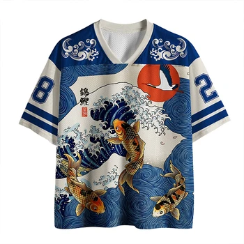 2026 New Sports Short Sleeved Shirt, V-neck Short Sleeved T-shirt, Sports Fashion 3D Printed Quick Drying Fun Mesh Jersey 1