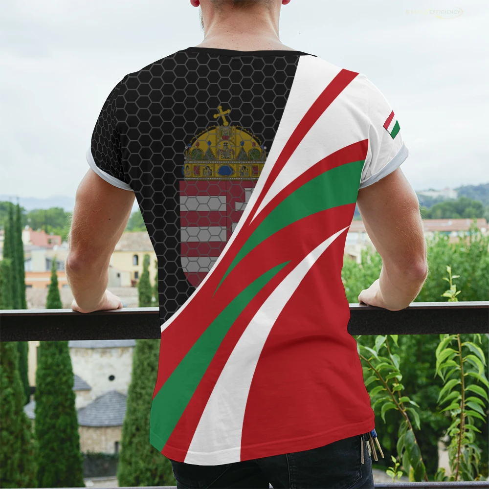 Ungarisches Flaggen-T-Shirt für Herren, kurzärmelig, modisch, Rundhalsausschnitt, Streetwear, Ungarn-Nationalwappen, Fußball-T-Shirts, hohe Qualität – Detail 3