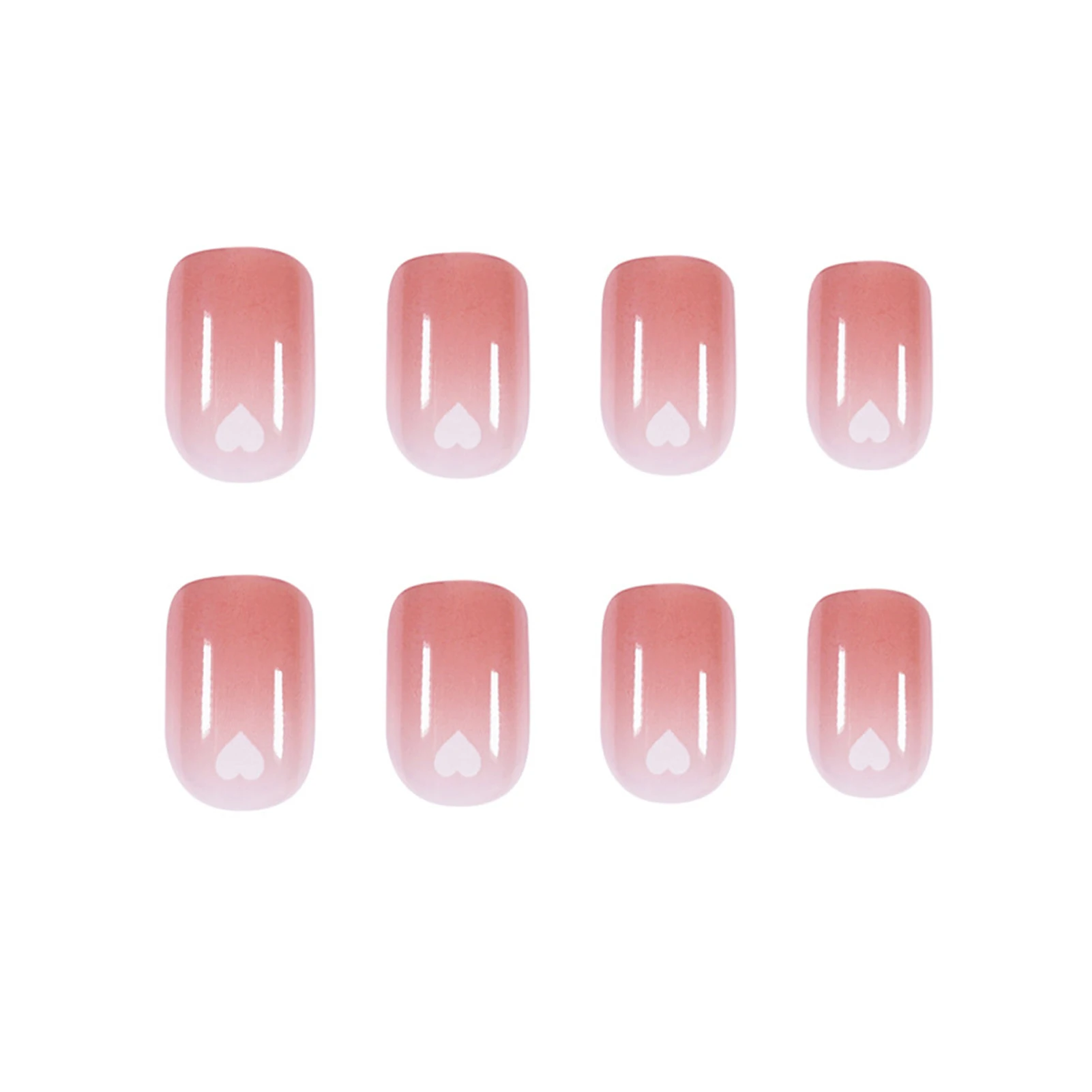 

24pcs Pink Love Wear Short Paragraph Fashion Manicure Patch False Nails Save Time Wearable Nail Patch Naked Heart Series