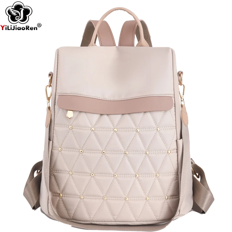 

Fashion Diamond Lattice Backpack Women Waterproof Nylon Daypack Ladies Travel Rucksack Large School Bags for Teenage Girls