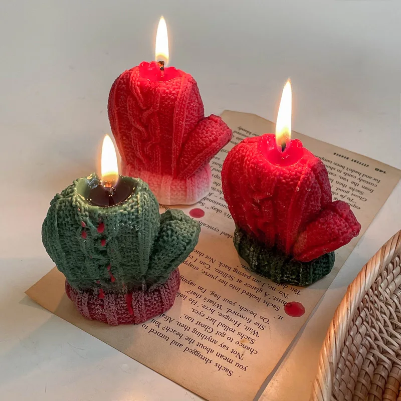 

Christmas gloves candle atmosphere decorations creative fragrance-free candle ornaments