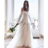 Women's Puffy Long Sleeve Wedding Dresses with Slit Off Shoulder Tulle Wedding Formal Evening Gowns Customized 3