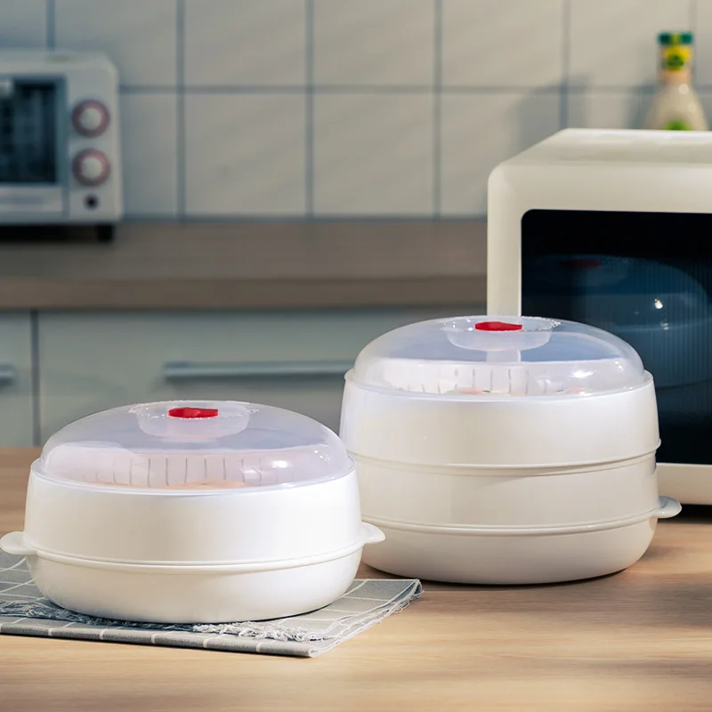 Microwave Oven Steamer Special Steamed Bun Dumpling Container with Lid Durable Rice Multi Layer PP