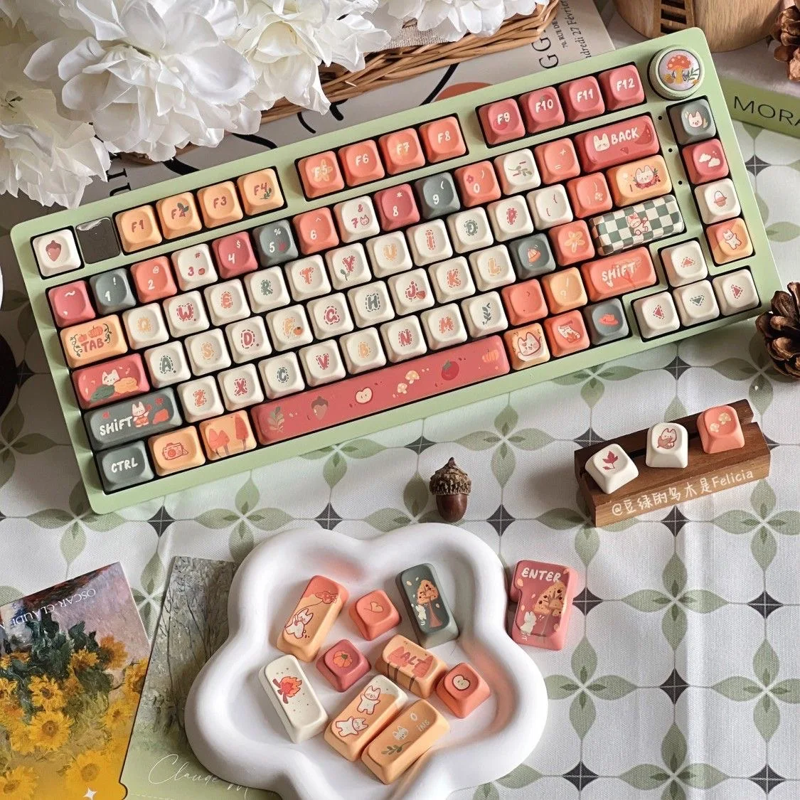 Coelho Bonito Keycaps para Teclado Mecânico Eoa Keycaps Sublimação Presente Outono 61 64 87 84 100 104 2.25 u Barra de Espaço 2.75u 140 Chaves