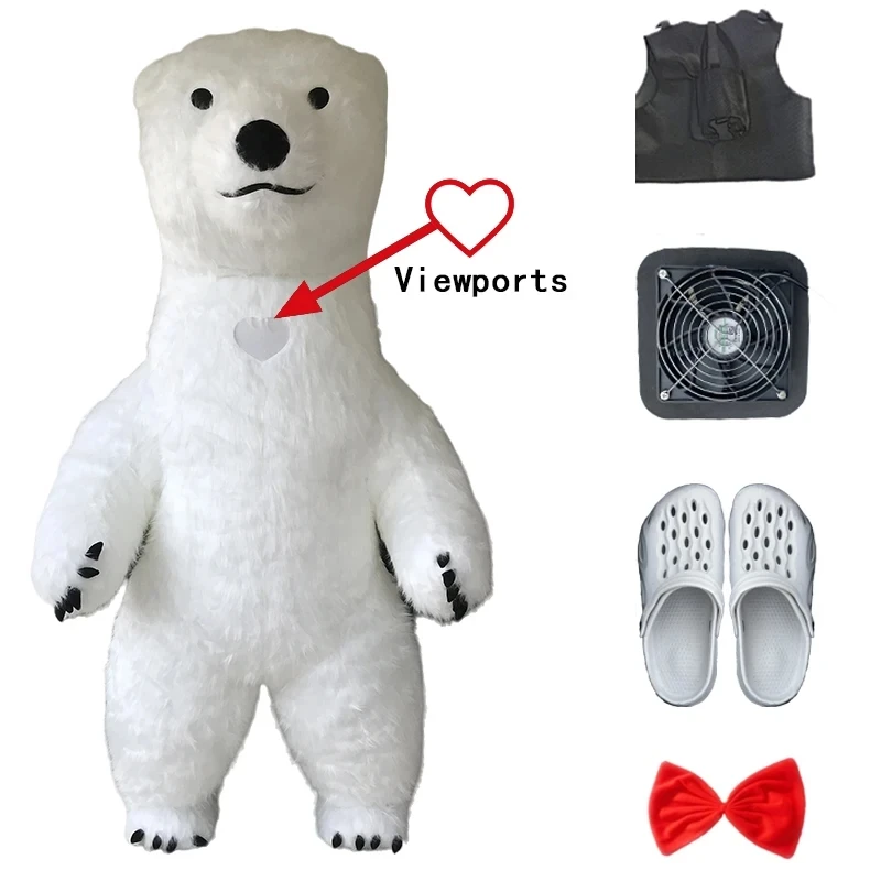 thumbnail image 1 of Disfraz inflable gigante de oso polar de peluche para carnaval, espectáculo de actividades, dibujos animados, Martha Bear, fiesta de cumpleaños, accesorios para juegos de rol, 1 of 5