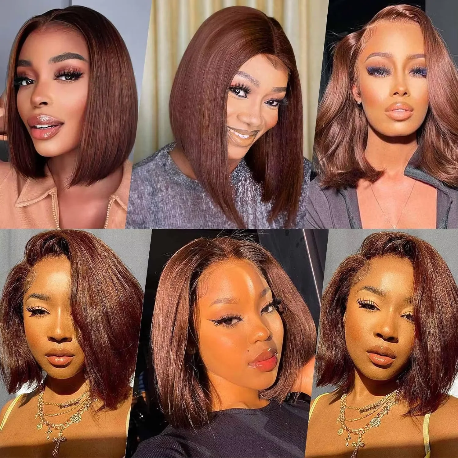 Chocolate Brown Short Bob Bone Straight 13x4 HD Transparent Lace Front Human Hair Wig Brazilian Lace Frontal Wigs For Women