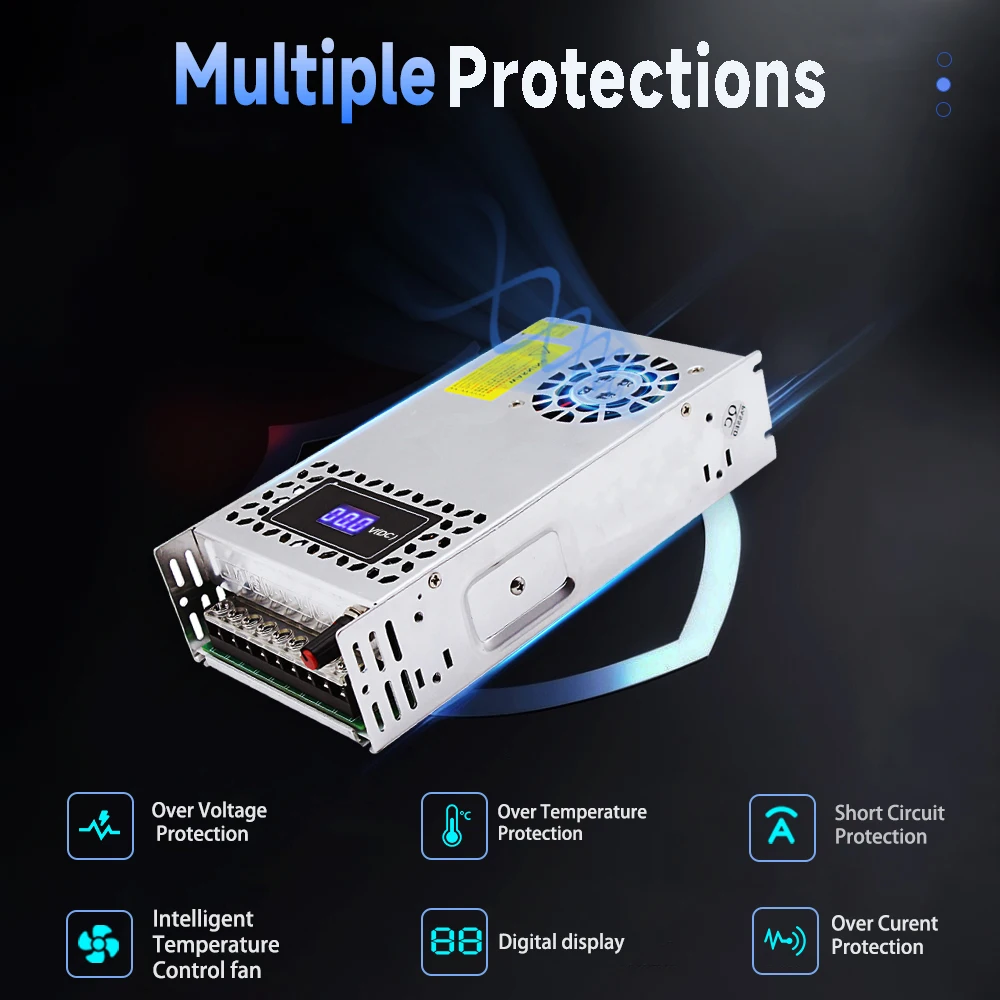 Description Picture 5 of itemAdjustable 0-72V switching power supply 480W 600W 110V/220V voltage converter for LED strip light, CCTV, Electronic Devices