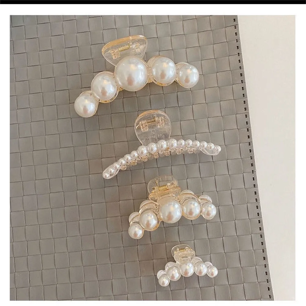Shark Clip Hair Accessories 4pcs Large Temperament Versatile Simple And Generous Fashionable Gentle Pearl Grab Clip