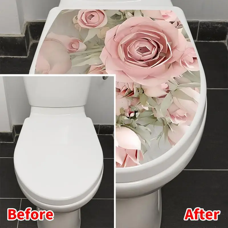 Deluxe 3D Floral Toilet Seat Sticker Elegante Decalcomania Del Bagno Impermeabile Wc Coperchio Decor Flower Design Per Il Miglioramento Del Bagno Di C