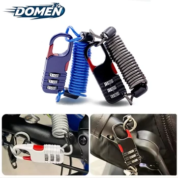 DOMEN Blocco antifurto portatile per bicicletta Password a 3 cifre Cavo metallico Lucchetto per moto Lucchetto per casco Lucchetto per corda di sicurezza multiuso