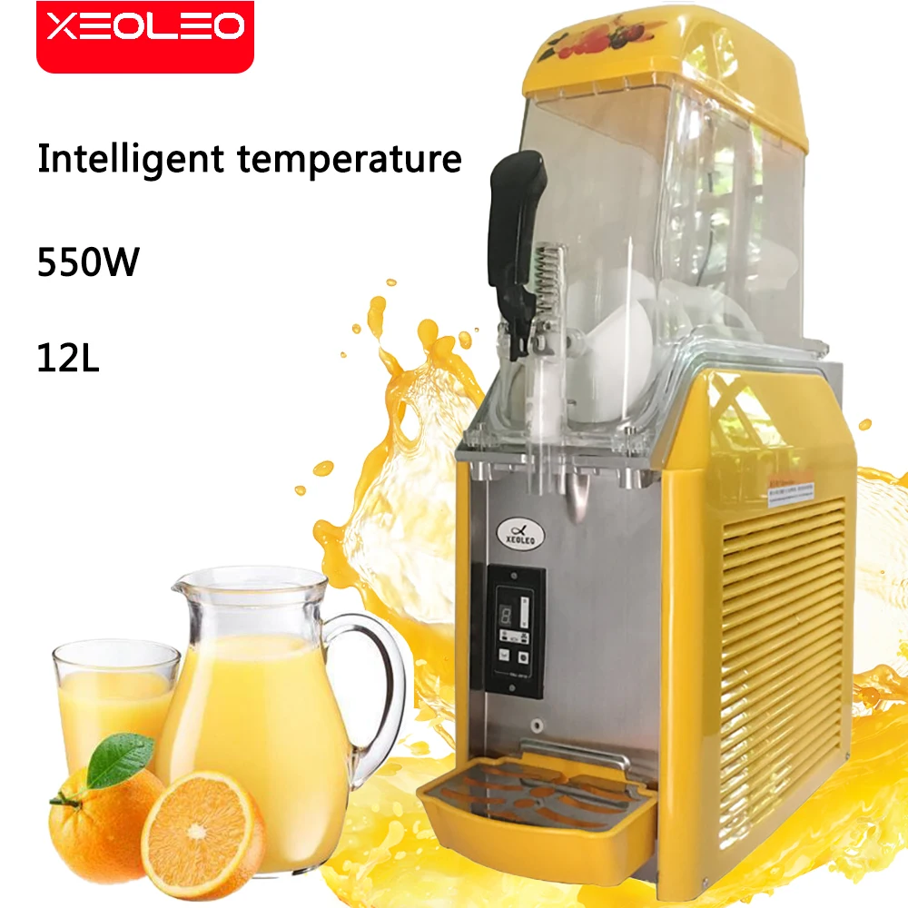 Xeoleo 12L Slushie Machine Single Cylind Smoothie Maker Slushy Maker 550W Snow Melting Machine Smoothies Granita Machine Yellow