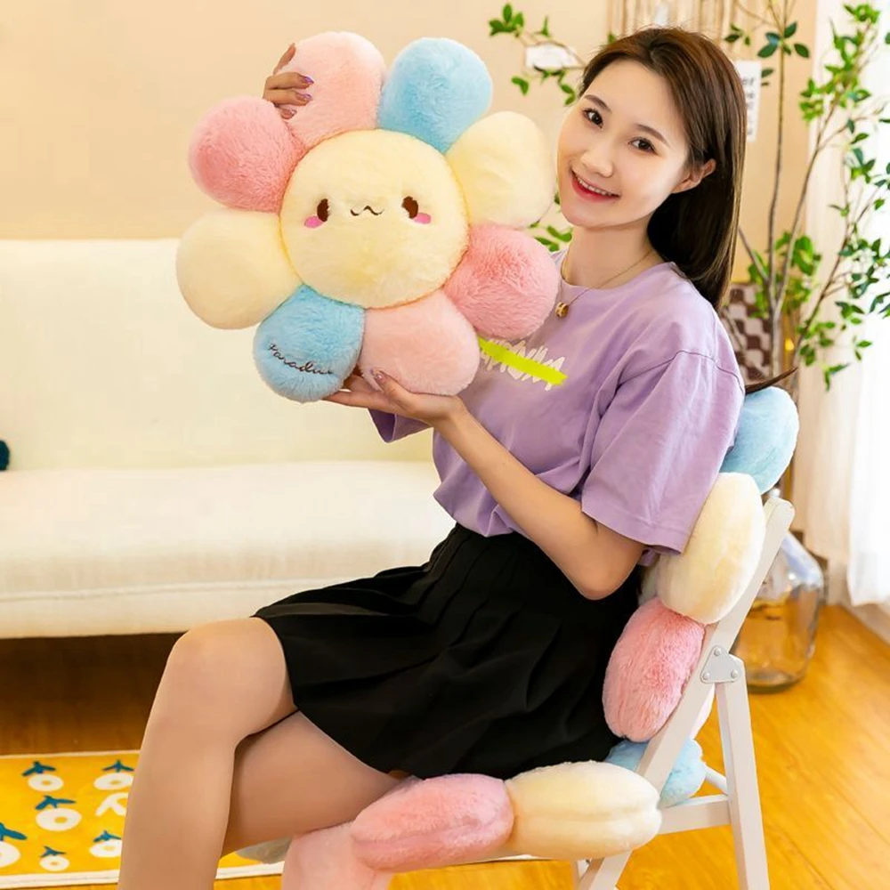 40cm Cute Colorful Flowers Plush Toy Chair Cushion Sofa Cushion Sleeping Pillow Flower Doll Send Friends Birthday Gift 6
