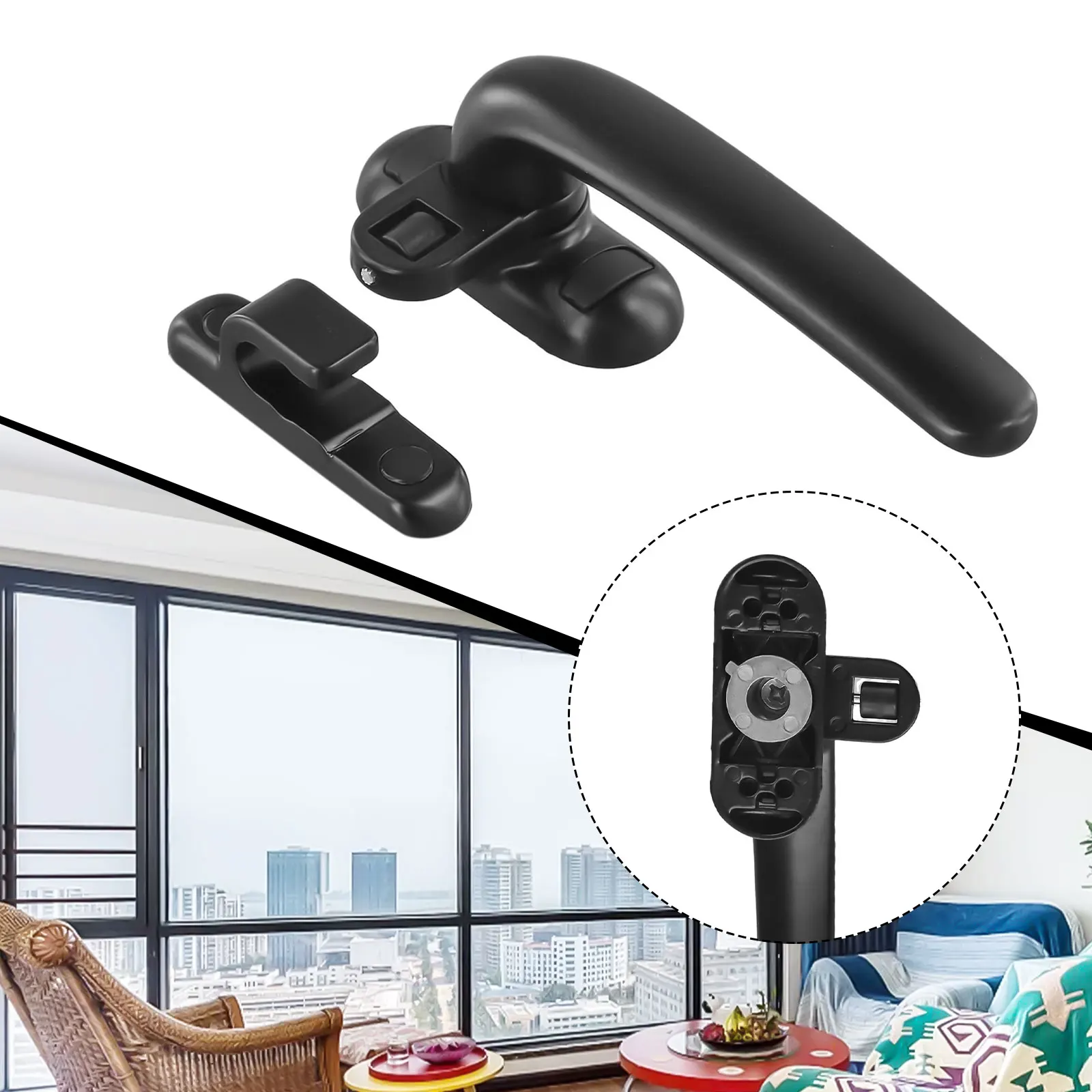 Aluminum Alloy Sash Handle Anti-Theft Door Handle Door And Sash Handle Lock Buckle Door And Window Home Renovation DIY Tool