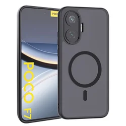 Premium Magnetic Wireless Charging Shockproof Matte Back Cover Case - Poco F7 (Magnetic Black)