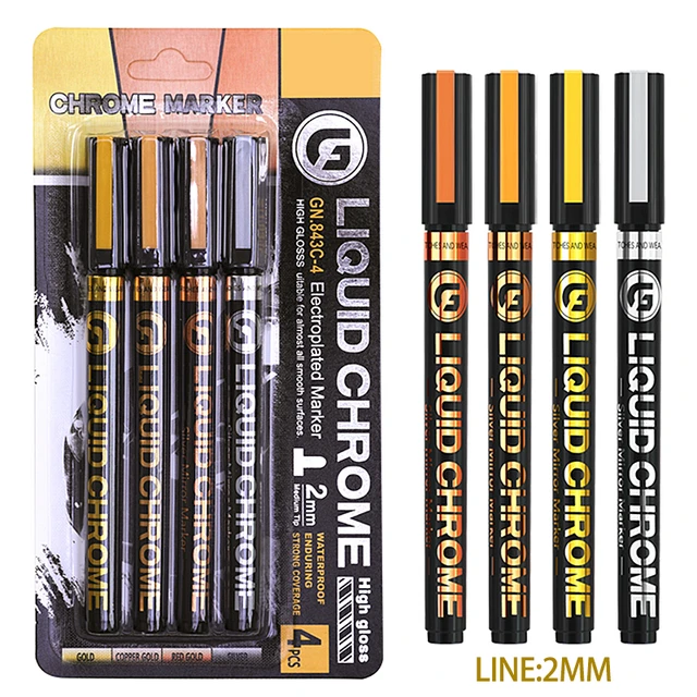 Molotow Liquid Chrome Marker Set - 1mm, 2mm and 4mm - Paint Pens - 3 pack