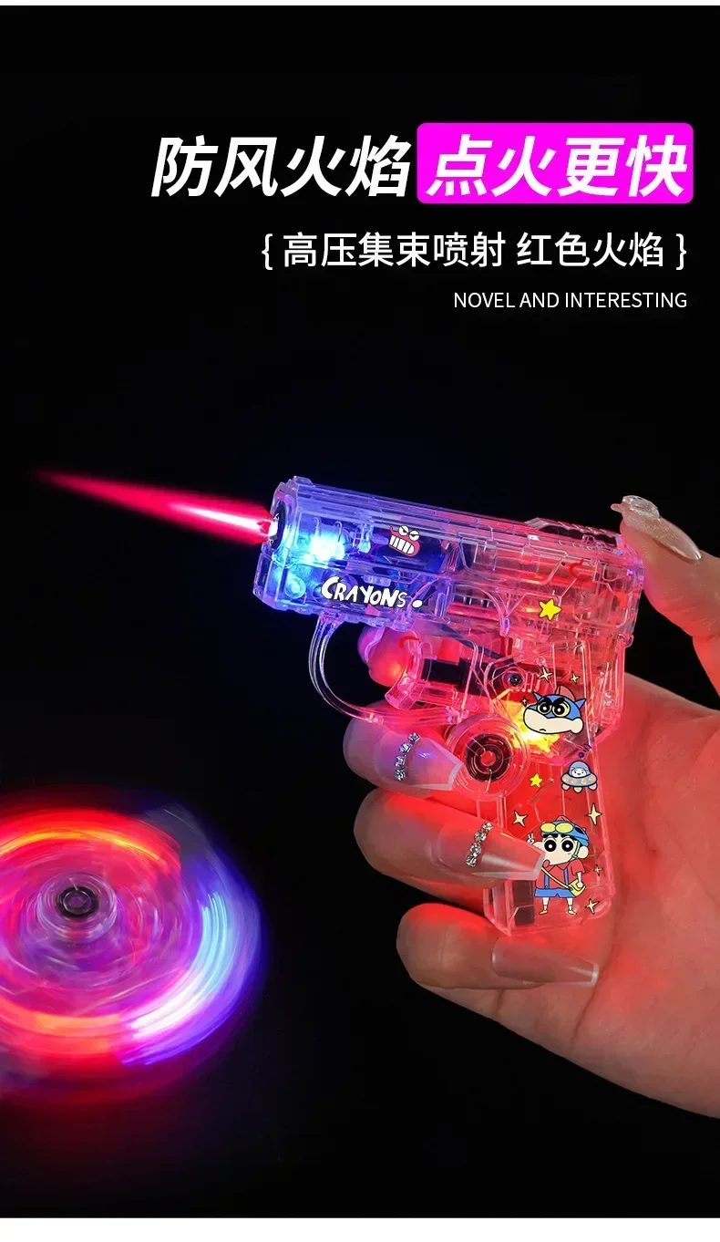 2025 New Creative Luminous Transparent Gyroscope Lighter 2-in-1 Folding Rotating Decompression Windproof Lighter Men's Gift