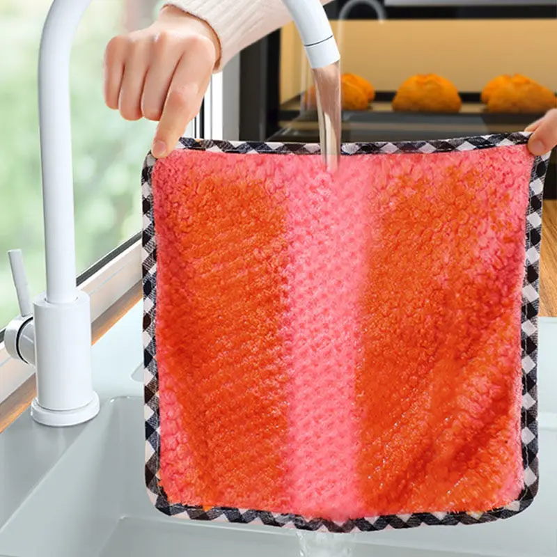 10/5Pcs Kitchen Cleaning Rag Coral Fleece Dish Washing Cloth