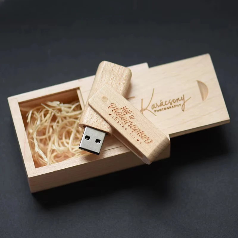 호두 나무 회전식 USB 플래시 드라이브 128GB 무료 맞춤형 로고 메모리 스틱 64GB 사진 스튜디오 Pendrive 32GB 크리 에이 티브 선물