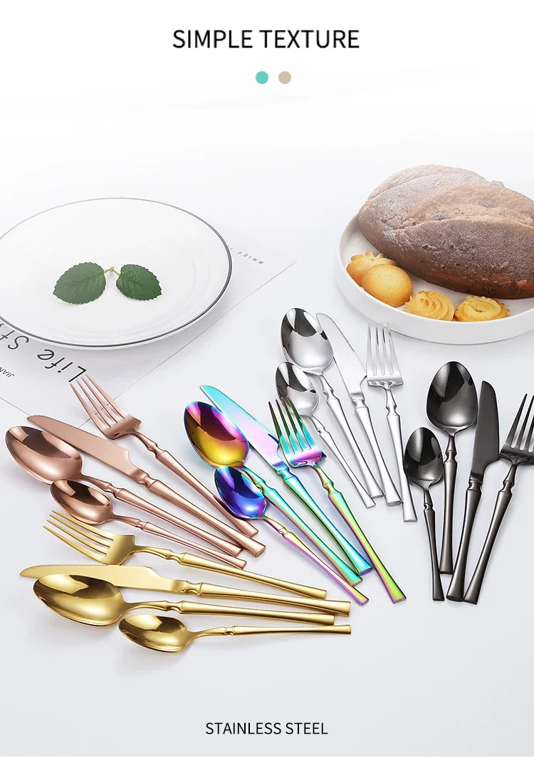 Description Picture 3 of item30/40/60pcs Bright Gold Dinner Cutlery Set Stainless Steel Tableware Knife Fork Coffee Spoon Flatware Dinnerware Dishwasher Safe
