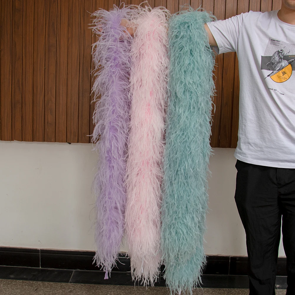 Ostrich Feathers Boa Shawl Plumes 2M 1/2/3/4/6Ply for Wedding Crafts Decoration ostrich feathers