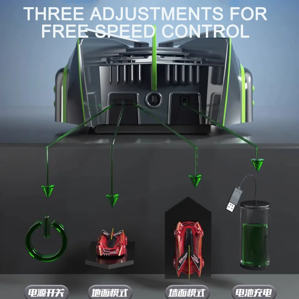 Tactical Light-Guided Wall Climb Race Car Super Long Battery Life Remote Control Car Fall-Resistant Toys For Boys Girls