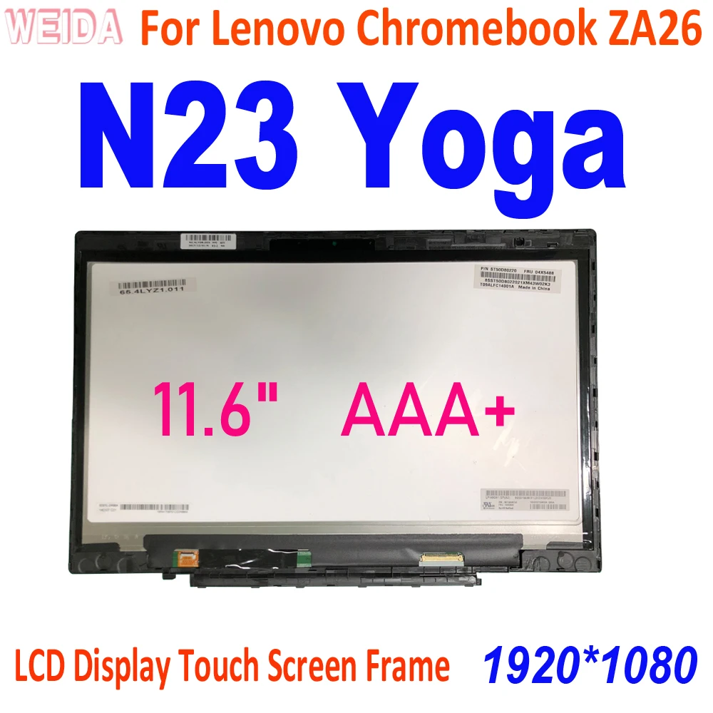 11.6 "Aaa Lcd Per Lenovo N23 Yoga Chromebook Za26 Display Lcd Touch Screen Digitizer Frame Di Montaggio Per Lenovo Yoga N23 Lcd