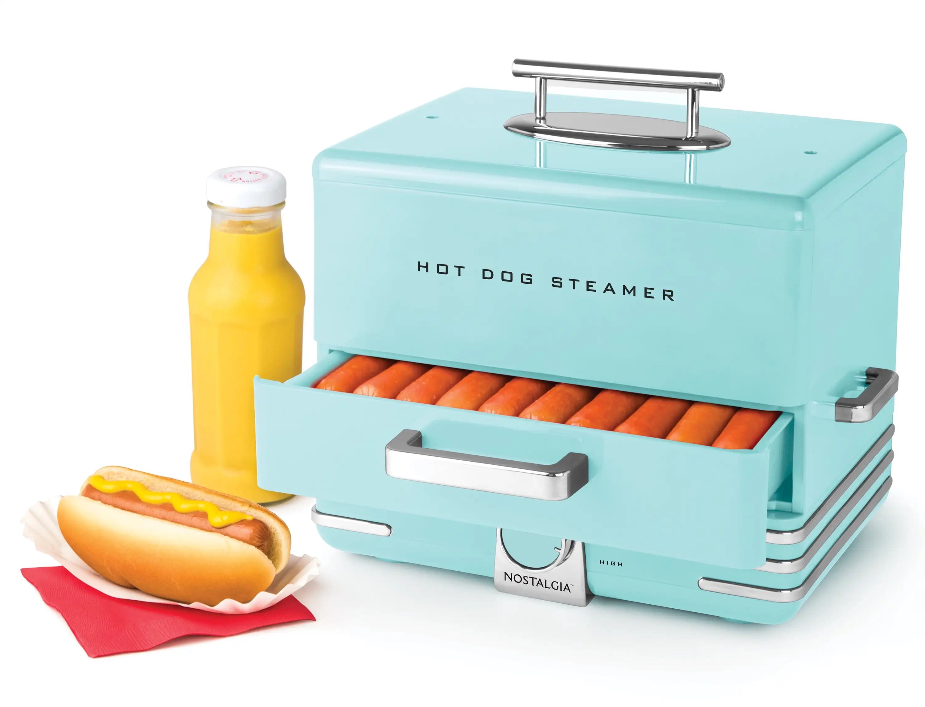 

Nostalgia NHDS206AQ Hot Dog Steamer