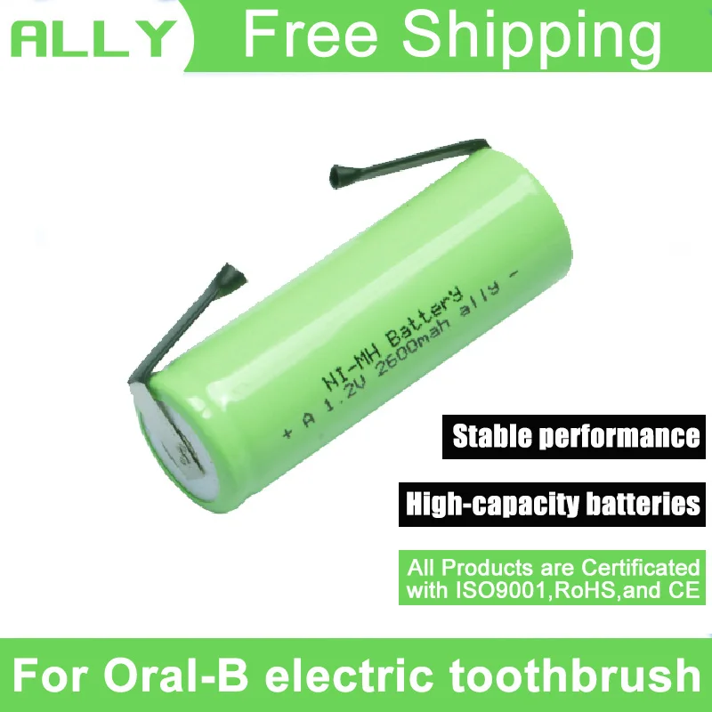 Batteria 2600Mah 49X17Mm 2 Pezzi Compatibile Con Braun Oral-B Triumph Procare 9900 9500 9400 9000 3731 Sostituzione Spazzolino