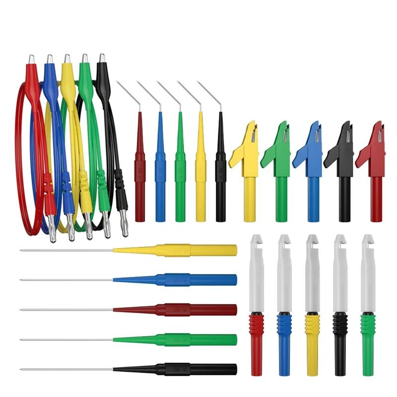 

Digital Multimeter Test Lead Kit Alligator Clip To 4MM Banana Plug With Test Probe Back Probes Kit