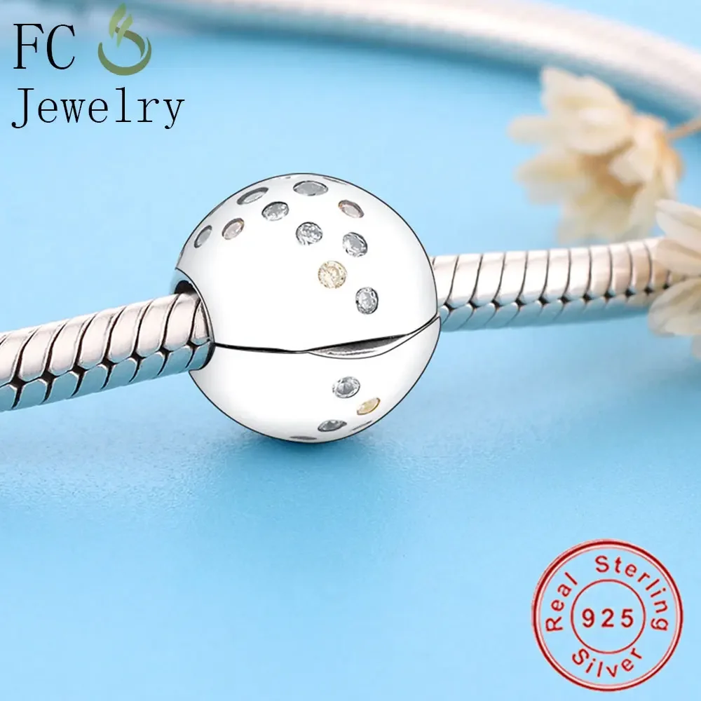 FC Jewelry Fit Original Brand Charms Bracelet Ball Shape Mix Cubic Zirconia Bead Stopper Clip Making Craft Women Berloque 2019 3