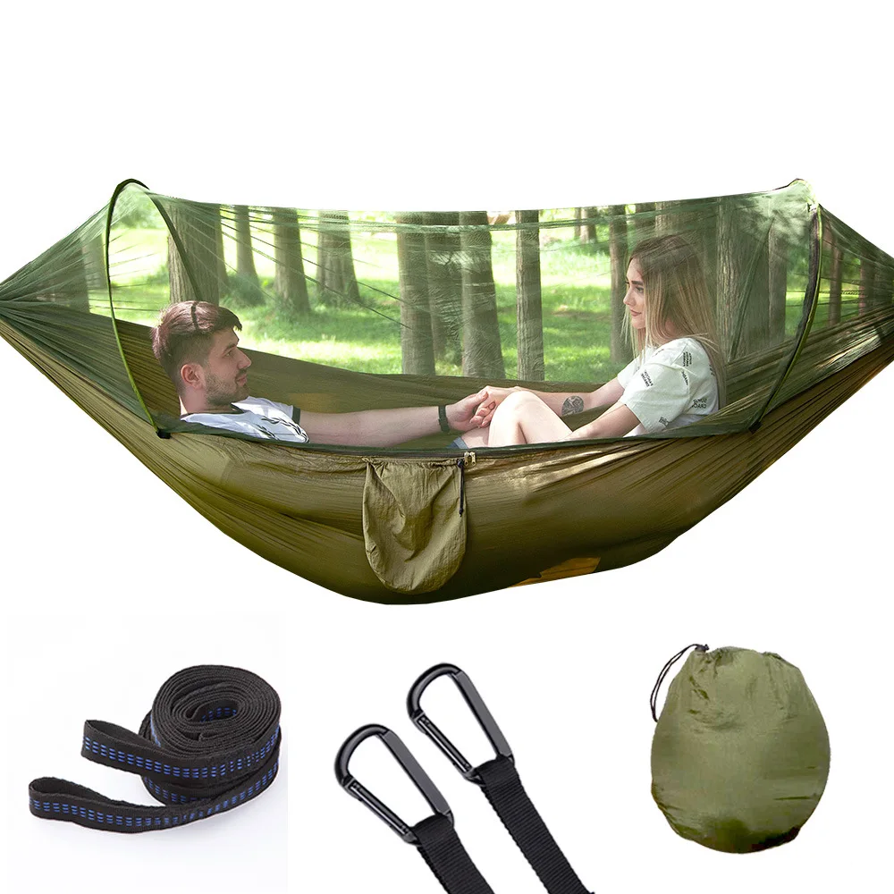 

Camping Hammock with Mosquito Net Pop-Up Portable Outdoor Parachute Hammocks Swing Sleeping Hammock Camping Stuff